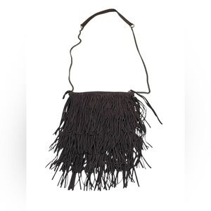 T-shirt & Jeans Brand Brown Fringe Faux‎ Leather Boho Crossbody Bag Purse Y2K